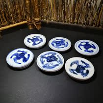 A big next years late Ming Dynasty blue and white ancient porcelain coaster Wanfu moire A set of six pieces Price