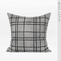 Lan products home Model Room soft cushion cushion pillow modern simple black leather patch Plaid waist pillow