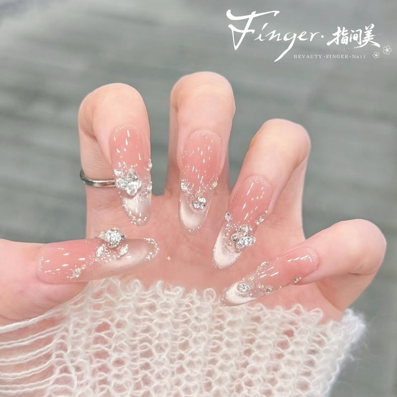 【Brilliant Galaxy】White Moonlight Cat's Eye Sparkling Diamond Butterfly Nail Art, Elegant and Whitening Fairy Handmade Wearable Nails 【Brilliant Galaxy】White Moonlight Cat's Eye Sparkling Diamond Butterfly Nail Art, Elegant and Whitening Fairy Handmade Wearable Nails