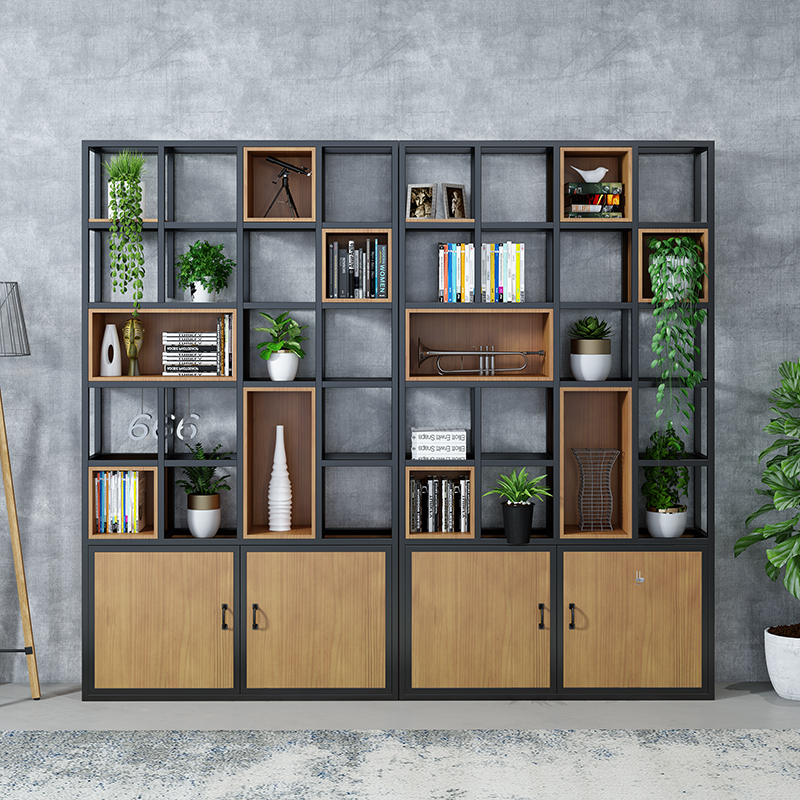 Custom American rack office partition display rack industrial style bookshelf storage cabinet screen wrought iron storage shelf
