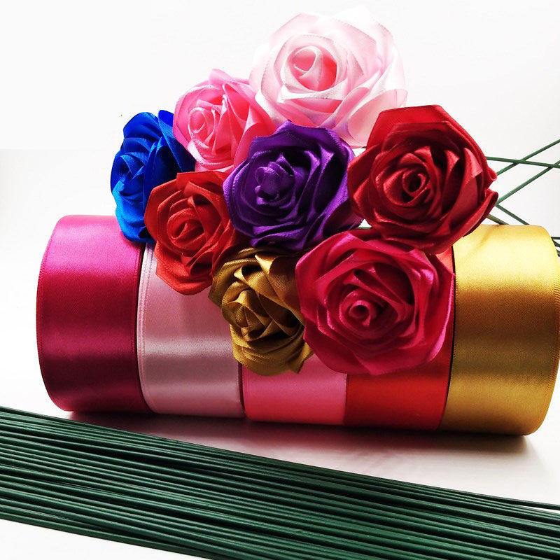 Rose florin material bag made of silk with handmade flower material suit color with florin bone flower stem rubber gun wrapping paper
