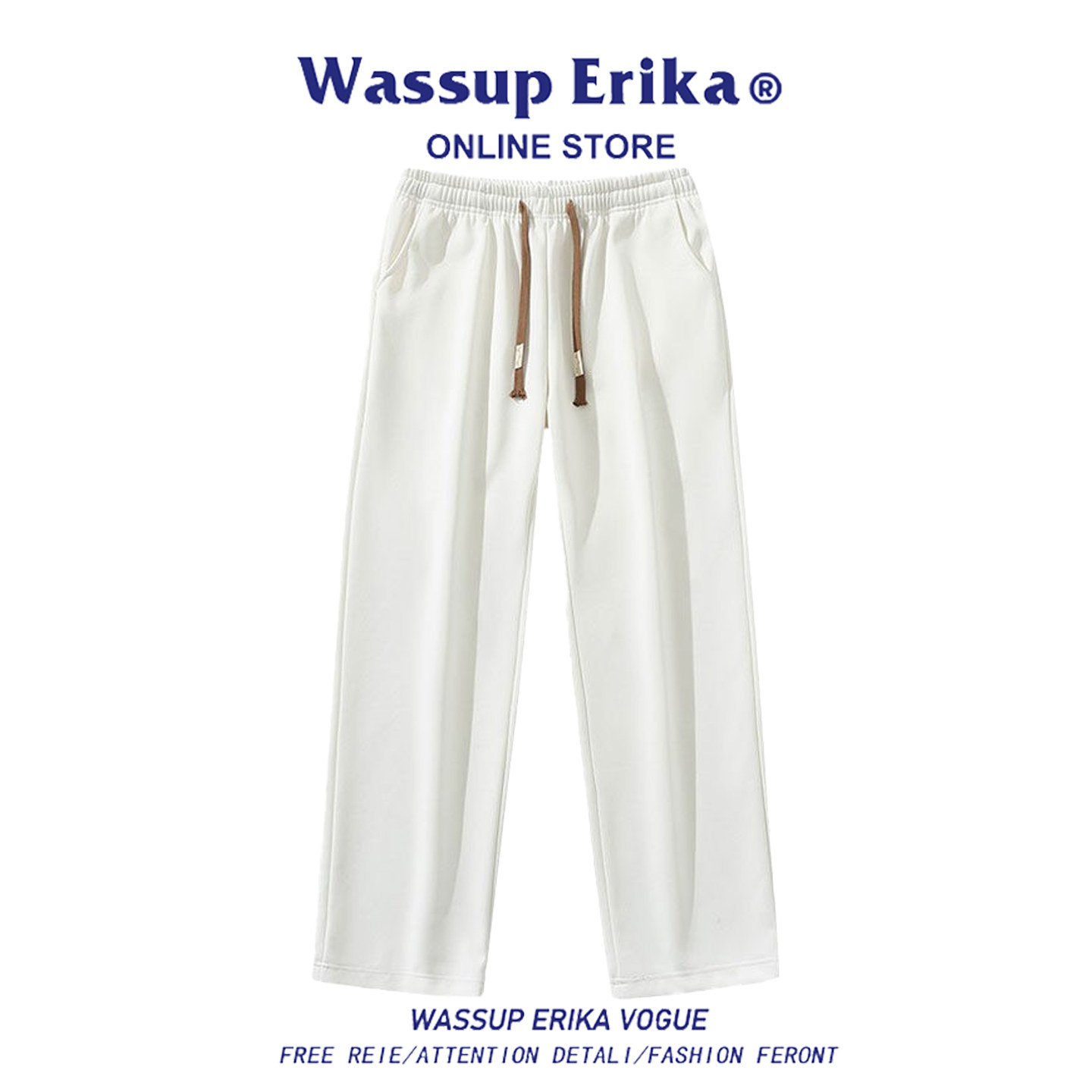 Летние повседневные широкие брюки WASSUP ERIKA, мужские белые драповые свободные и тонкие брюки прямого кроя, спортивные брюки