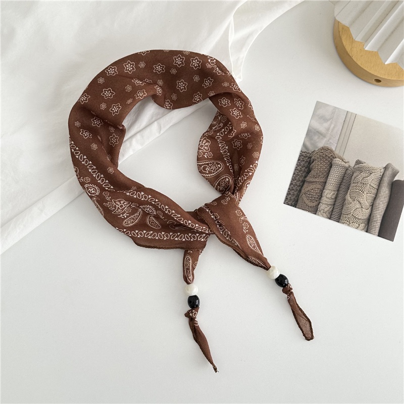 Cashew Flower Silk Scarf 2025 New Style Bohemian Style Headscarf Hairband Fashion Scarf Shawl Triangle Scarf Waist Tie