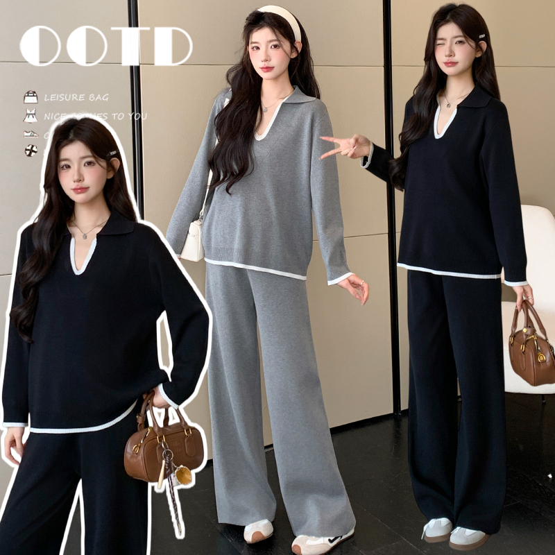 Maternity Wear Spring and Autumn Prenatal Check-Up Casual Set for Pregnant Women, Loose Knit Top and Pants Two-Piece Set, High-End Autumn and Winter Maternity Wear Maternity Wear Spring and Autumn Prenatal Check-Up Casual Set for Pregnant Women, Loose Knit Top and Pants Two-Piece Set, High-End Autumn and Winter Maternity Wear
