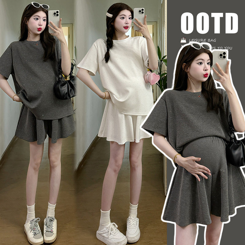 Maternity Wear Summer Suit, Fashionable and Stylish, Summer High-End Outfit for Pregnant Mothers, Two-Piece Casual Set, 2026 New Style Maternity Wear Summer Suit, Fashionable and Stylish, Summer High-End Outfit for Pregnant Mothers, Two-Piece Casual Set, 2026 New Style
