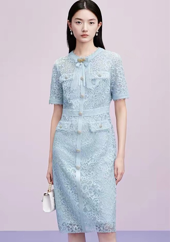 The Same Style as the One in the Mall, La Jia's Socialite Women's 2026 Spring/Summer New French Lace Slim-Fit Dress Rf07305R1