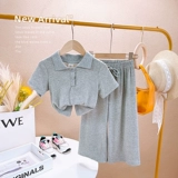 Футболка polo для отдыха, штаны, летний комплект, подходит для подростков, короткий рукав, в корейском стиле