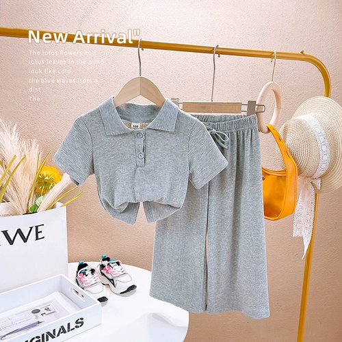 Футболка polo для отдыха, штаны, летний комплект, подходит для подростков, короткий рукав, в корейском стиле