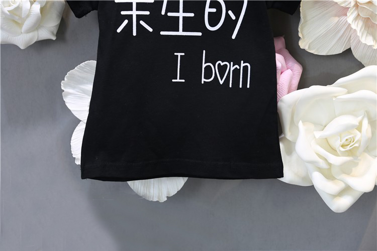 2018 mùa hè mới Hàn Quốc phiên bản của chàng trai và cô gái vui văn bản in ngắn tay T-Shirt trẻ em thời trang áo sơ mi giản dị