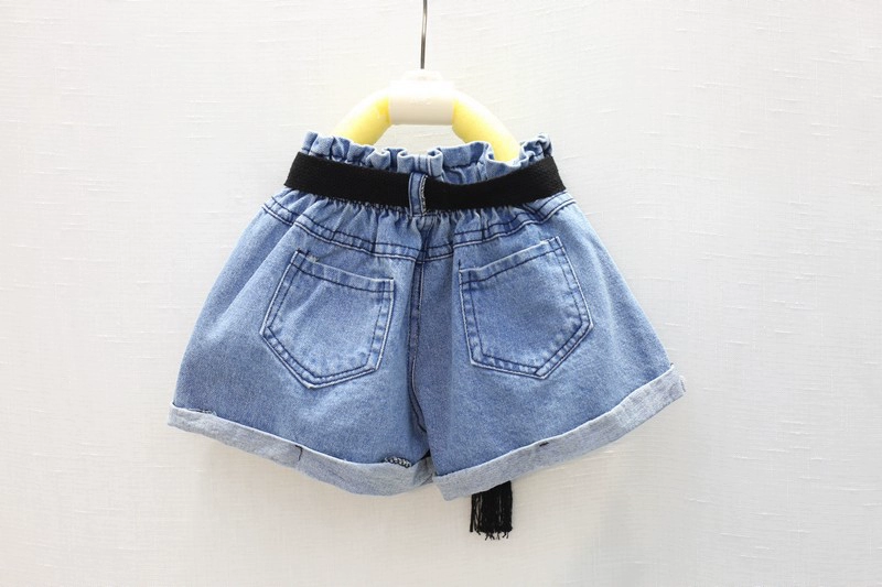 Mùa hè 2019 mới cô gái Hàn Quốc thuần khiết giặt quần short denim ở trẻ em quần thắt lưng thời trang giản dị - Quần