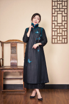 He Jinyis new high-luxury limited new tortoise hand embroidered cotton sleeveless cheongsam