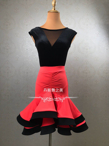 Dans Dance Beauty Autumn and Winter Children's Advanced Practice Clothing Competition Clothing Performance Clothes Two-piece Bodysuit Velvet Skirt Double Layer