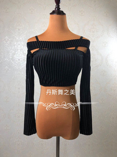 Imported velvet strip Latin dance competition Performance Exercises Martial blouses with long sleeves Short blouses Ladies in Latin