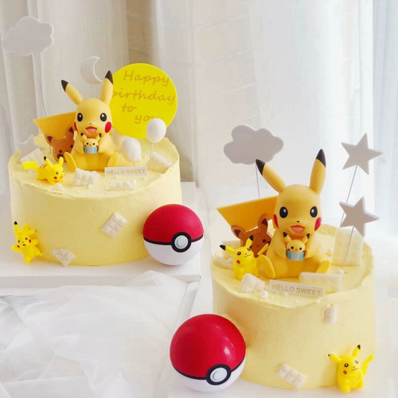 Pikachu Set Bánh sinh nhật Trang trí Thám tử lớn Hình Elf Bóng trang trí Vàng Bọt Mặt trăng - Trang trí nội thất