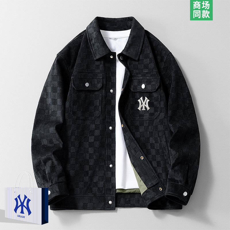 [Outlet] American-Style Trendy Brand Embroidered Jacket for Men, Spring and Autumn 2026 New Checkerboard Pattern Jacket Top