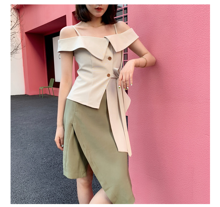 Một nửa nhỏ EMMM 2019 thiết kế mùa hè mới phần xiên cắt không đều Một chiếc váy chữ nữ cao ngang eo hoang dã - Váy chân váy chữ a ngắn đẹp