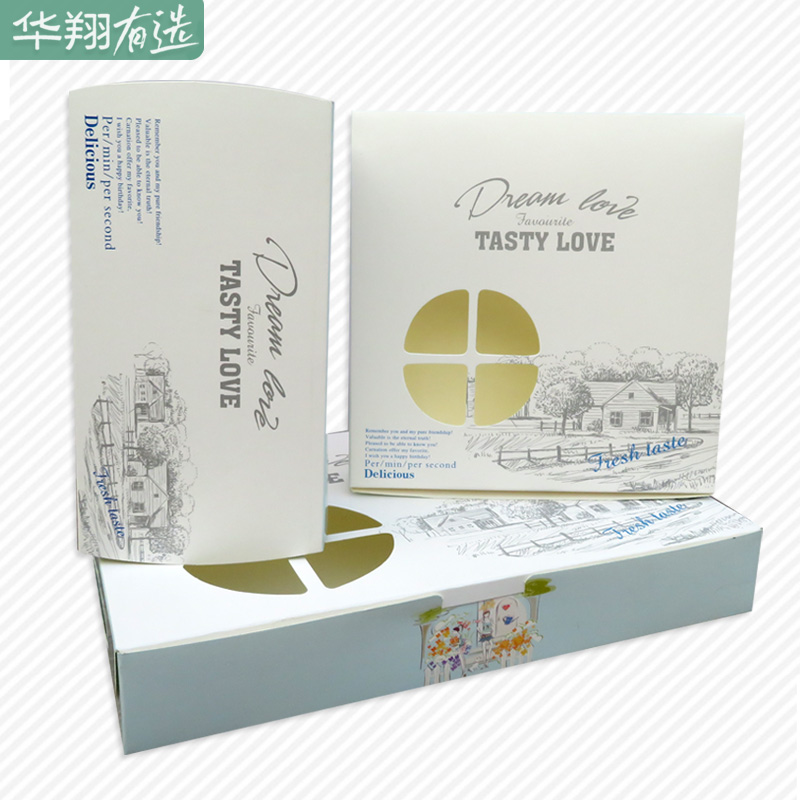 Love delicious series Egg tart box 2 4 6 pieces Egg tart box West point cake box 100 pieces