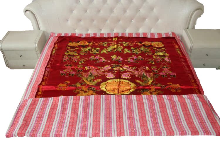 Hàng Châu lụa satin thổ cẩm áo khoác bông mềm Yoshinobu là giả mạo kết hôn Rồng đôi Hạnh phúc trăm trẻ em đang vẽ mặt chăn - Quilt Covers chăn đũi