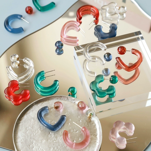 Брендовые дизайнерские серьги с аксессуарами, прозрачный набор материалов, Южная Корея, DIY