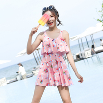 2018 new hot spring swimsuit female skirt one-piece thin conservative sexy belly cover swimsuit Korean cute and sweet