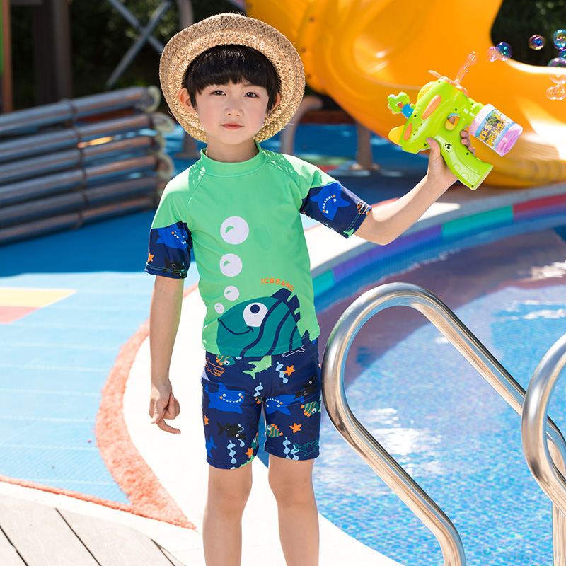 2019 new boy swimming trunks boy swimsuit kid swimsuit two-piece swimming trunks set cartoon swimsuit
