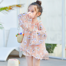 Childrens swimsuit girls three-piece set large and medium children princess split skirt Long sleeve treasure girls Little daisy swimsuit
