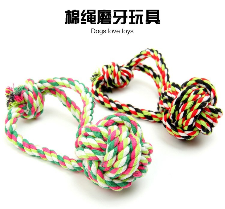 Pet bông dây đồ chơi Vẽ bông dây thừng treo bóng Mèo và chó đồ chơi Chó cắn dây răng hàm răng làm sạch dây bóng đồ chơi cho thú cưng