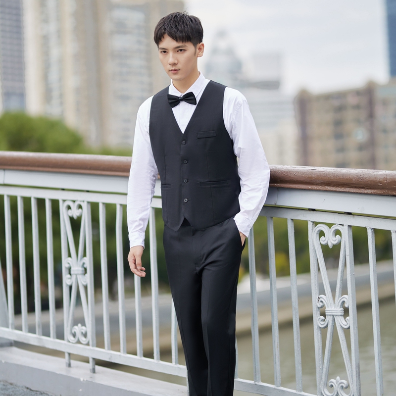 Groomsmen Suit Three-Piece Set, Brother Outfit, Autumn and Winter Men's Western-Style Engagement Suit, Student Performance Wedding Vest Suit