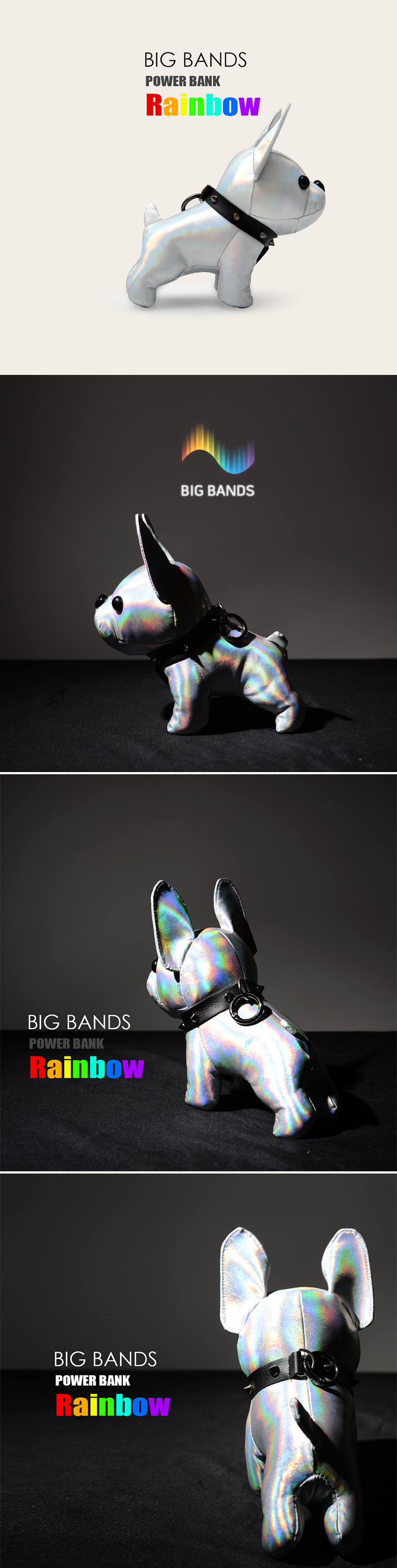 BIG BANDS Bulldog Sạc Po New Rainbow Phản quang Búp bê Điện thoại di động Điện thoại di động Phổ thông - Ngân hàng điện thoại di động sạc dự phòng iphone