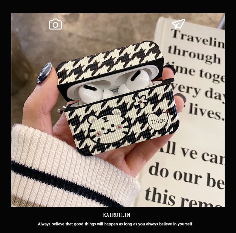 Cute little tiger head applicable airpodspro protective shell airpods2 creative tiger year niche airpods3 Apple wireless Bluetooth headsets case airpods two