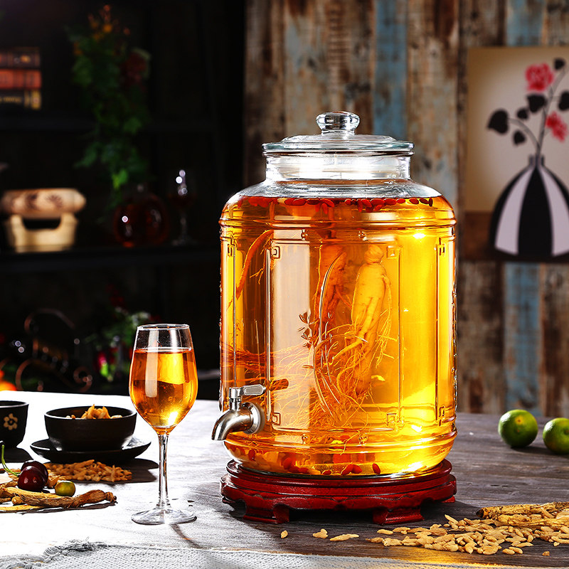 Thickened bubble wine glass bottle 5 kg 10 kg sealed bubble wine can Bubble ginseng special bottle with faucet household wine jar