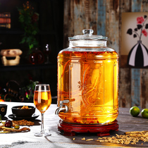 Thickened wine glass bottle 5kg 10kg sealed wine jar soaked ginseng special wine bottle with faucet household wine altar