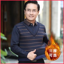 Middle-aged dad winter sweater plus velvet thickened dad autumn clothes men autumn and winter lead middle-aged and elderly warm clothes