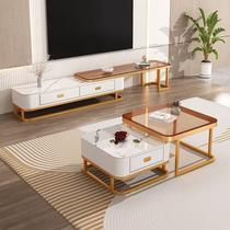 Internet celebrity slate coffee table small apartment living room home Nordic light luxury square storage combination glass integrated tea table table