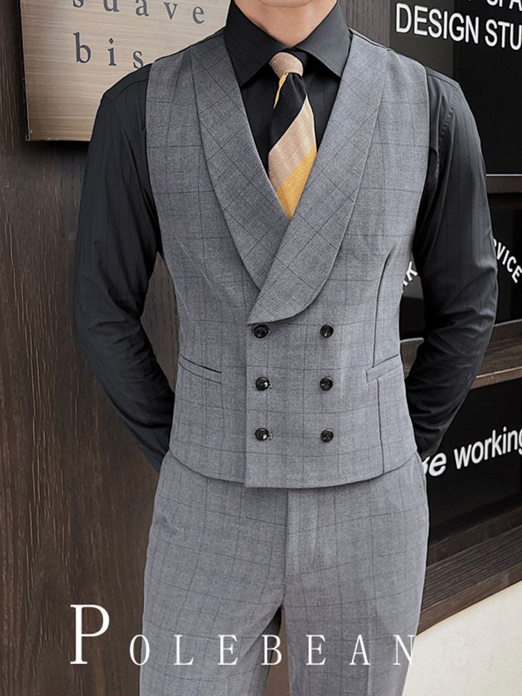 Men's Suit Vest Autumn and Winter Groom Wedding Dress Work Vest Groomsmen Group Brother Outfit Men's Suit Vest