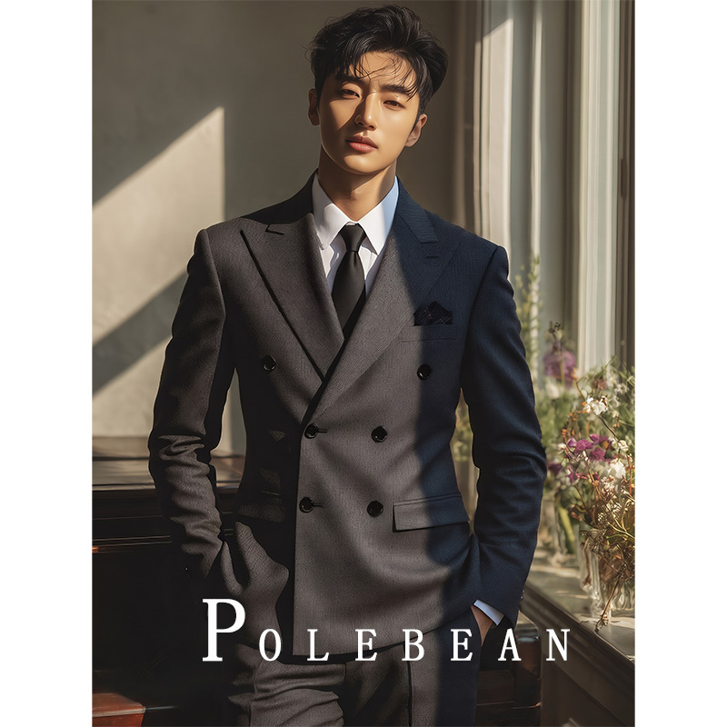 Men's Professional Formal Wear, Business Gentleman Style, Double-Breasted Slim-Fit Suit, Men's High-End Wedding Groom Suit Men's Professional Formal Wear, Business Gentleman Style, Double-Breasted Slim-Fit Suit, Men's High-End Wedding Groom Suit