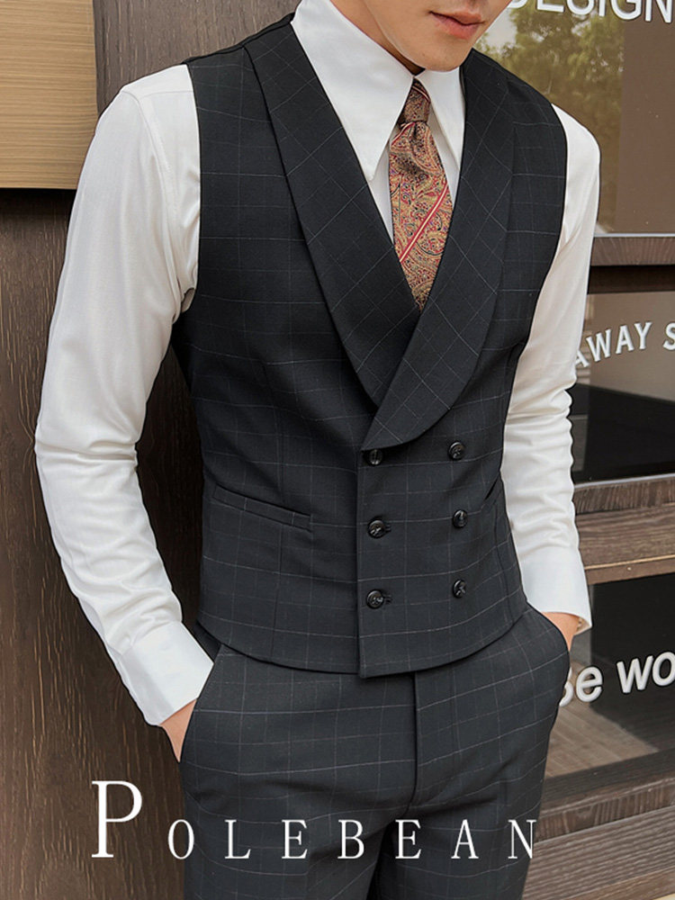 Men's Suit Vest Autumn and Winter Groom Wedding Dress Work Vest Groomsmen Group Brother Outfit Men's Suit Vest