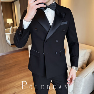 双排扣西装男套装商务英伦风休闲正装新郎结婚礼服高档塔士多西服