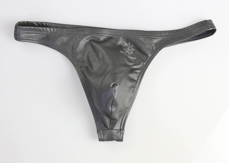 Fearless Captain Brave Person Men Faux Leather Impervious Thong Sexy Low Rise Men T Quần
