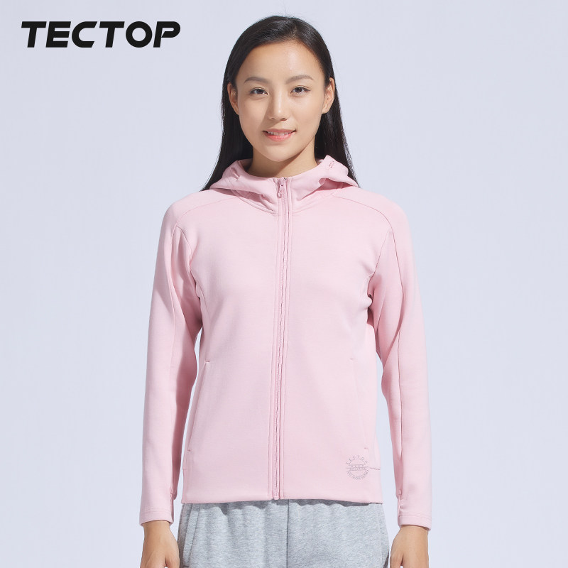 TECTOP explores outdoor spring light thin elastic hood coat female fashion sports casual knitting jersey