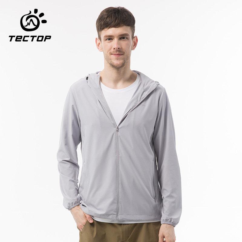 TECTOP explores outdoor male elastic coat breathable speed dry hood jacket thin windwear