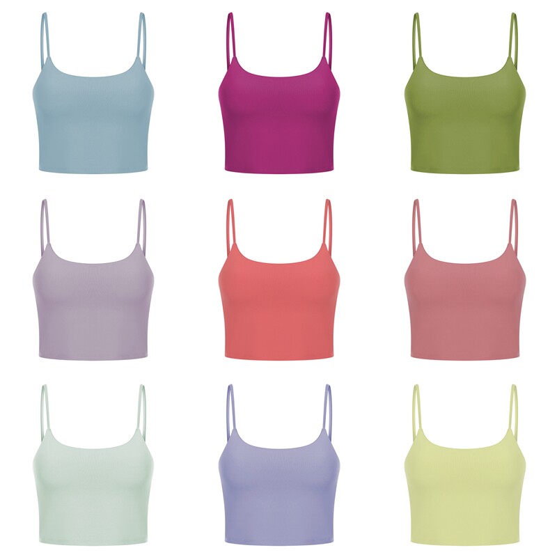 Color exercise DQ5238 fitness dress with breathable pad dry yoga gathering anti-seismic hanging underwear vest