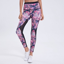 Color discount DQ18057 mid-waist belly quick-drying stretch tight fitness yoga running nine-point trousers for women