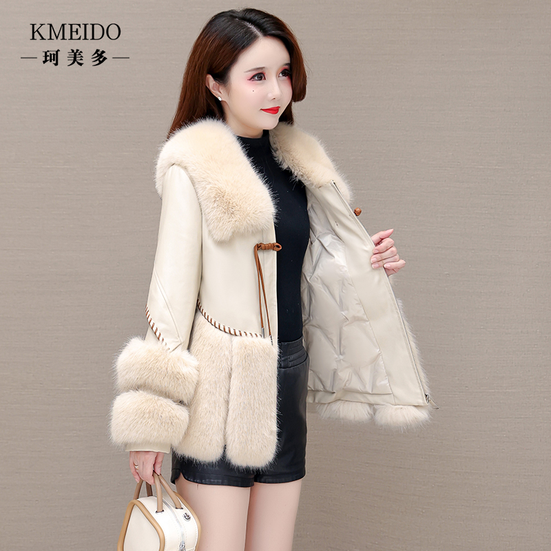 High-End Brand Luxurious White Haining Fur Coat down Jacket for Petite Women Winter Wear Mom Jiujiang Jiaxing