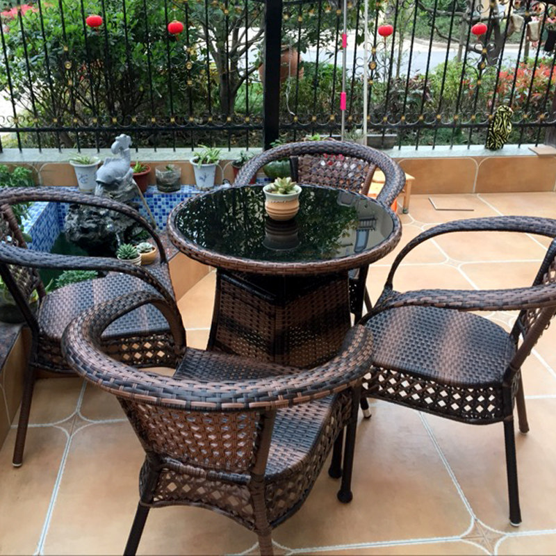 Outdoor Rattan Chair Single Tea Table Table And Chairs A Garden Outdoor Patio Small Balcony Casual Iron Art Vines Single Table Chairs
