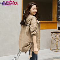 Wind coat jacket female spring autumn 2021 new loose Korean version Chains Chains Long sleeve blouses with thin and thin coat