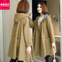 Windbreaker womens small womens coat loose and casual spring new 2021 popular womens medium-long coat tide