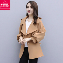 Spring coat womens long-sleeved waist thin spring and autumn 2021 new womens short coat foreign style wild top tide