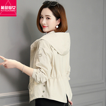 Spring coat womens short 2021 new loose waist long-sleeved womens top Western style casual small man windbreaker