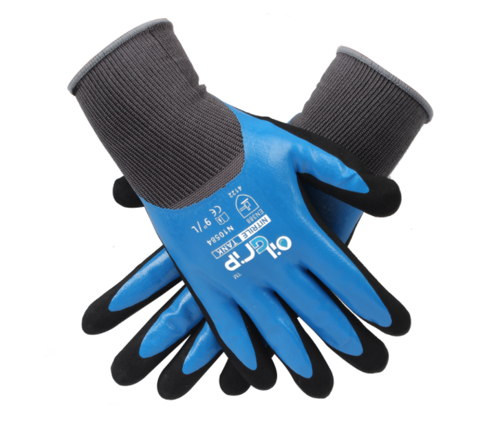 Serit N10584 waterproof anti - slip oil wear - resistant gloves machinery to manufacture full - soaked grinding fish nitrile gloves